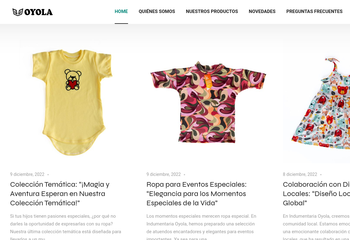 Indumentaria Oyola empresa dedicada a la confección y venta de ropa infantil de calidad